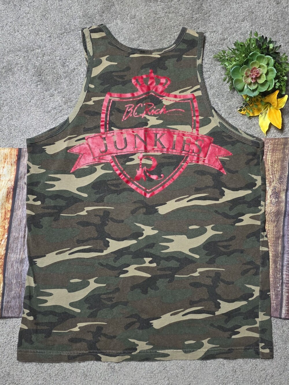 B.C. Rich Junkies Camo Tank Top Guitar Fan Summer Shirt